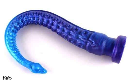 Blue silicone tentacle-shaped sex toy for solo or partnered exploration