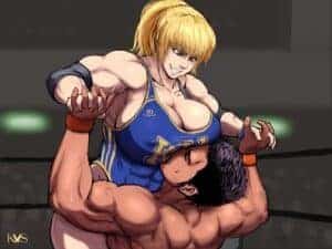 muscle girl wrestling dominated boy