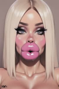 fake lips model in body modification kink